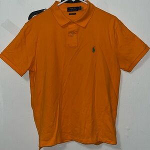 Polo Ralph Lauren Orange custom slim fit Short Sleeve Polo Shirt Mens Large